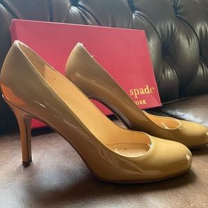 Kate Spade patent leather nude Karolina heels